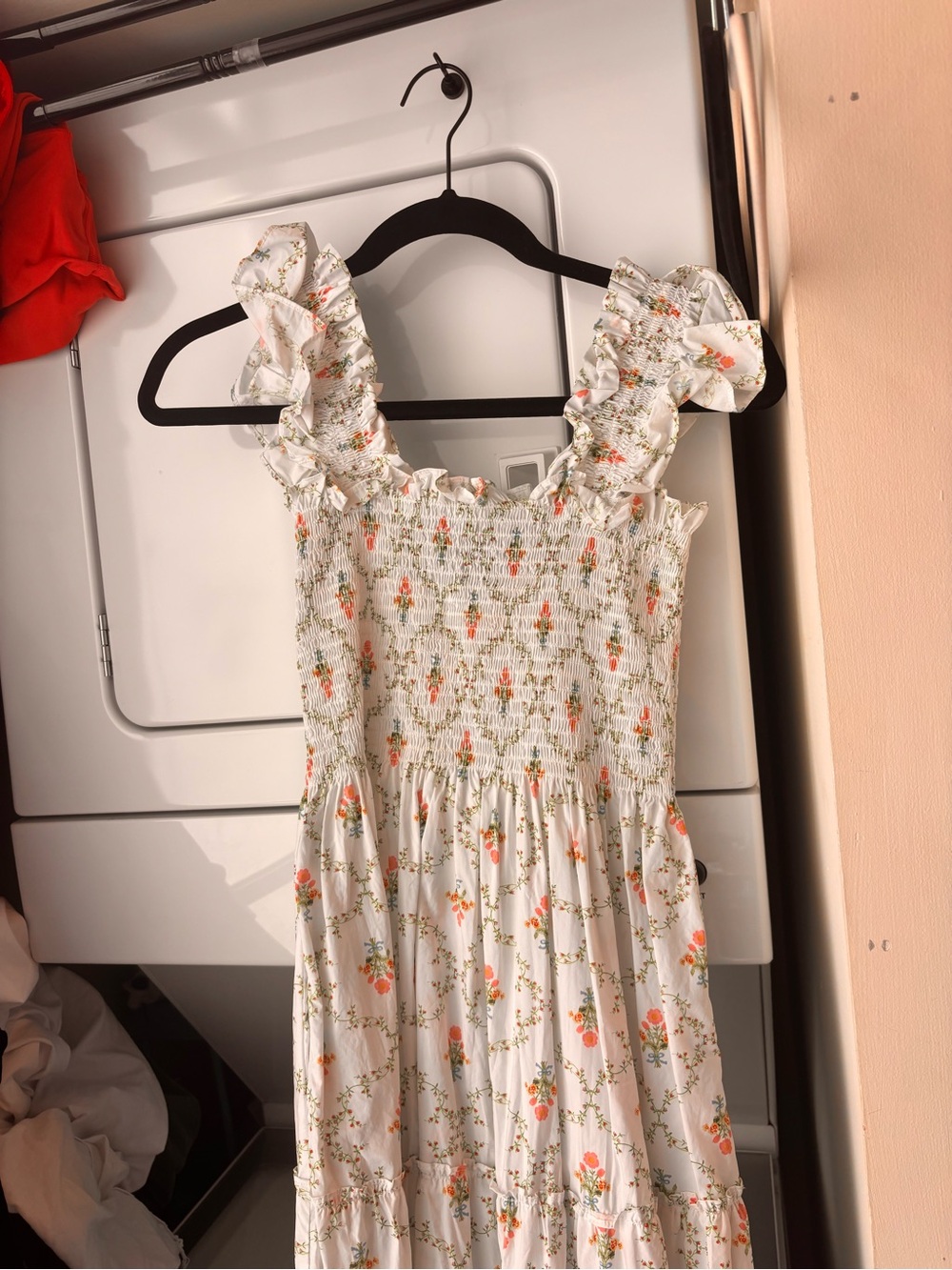 Hill House Cream Floral Ruffle Strap Maxi Dress